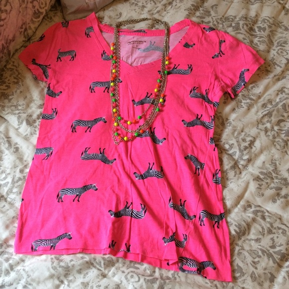 Neon Zebra Tee + Necklace - Picture 1 of 6